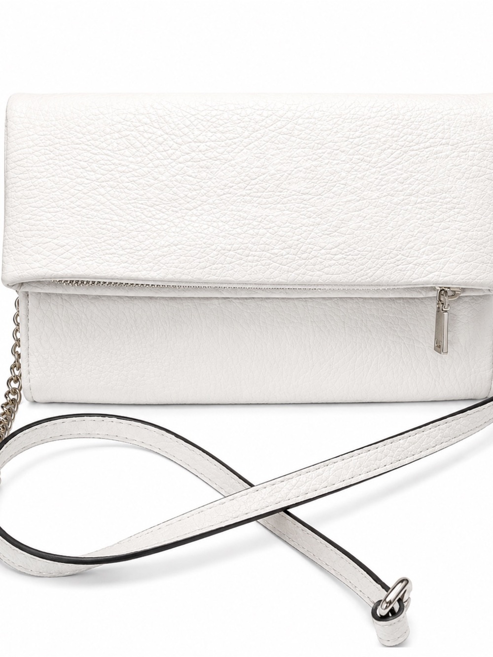 I N C Minimalist White Fold-Over Crossbody Bag - Sleek Everyday Style
